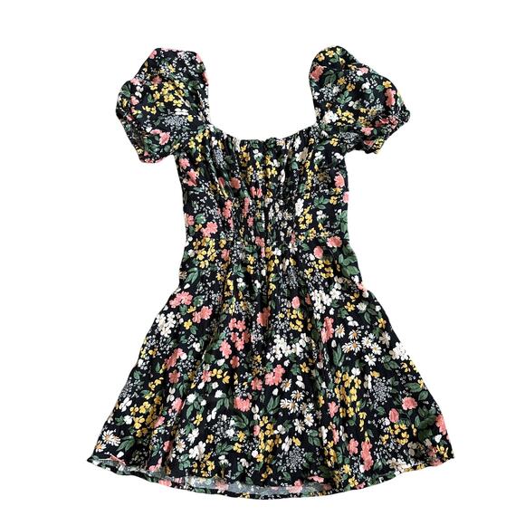 Women’s Reformation Black Floral Flowery Corbin Dress Size 4 - Picture 3 of 6